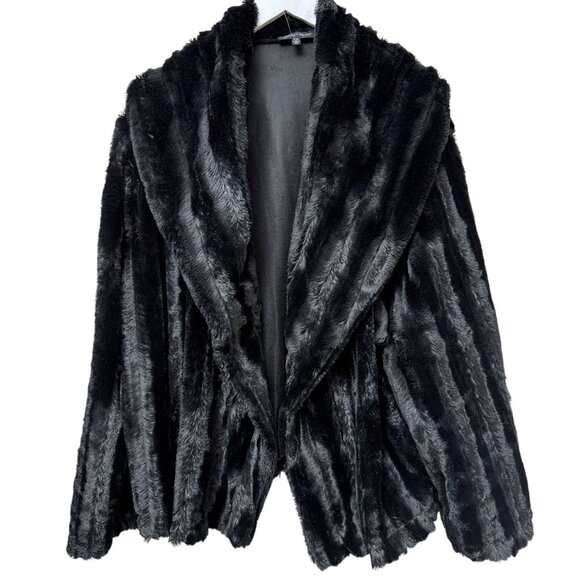 Slinky Brand Faux Fur Jacket Plus Size 2X Black Evening Open Front Womens Coat - Picture 1 of 8